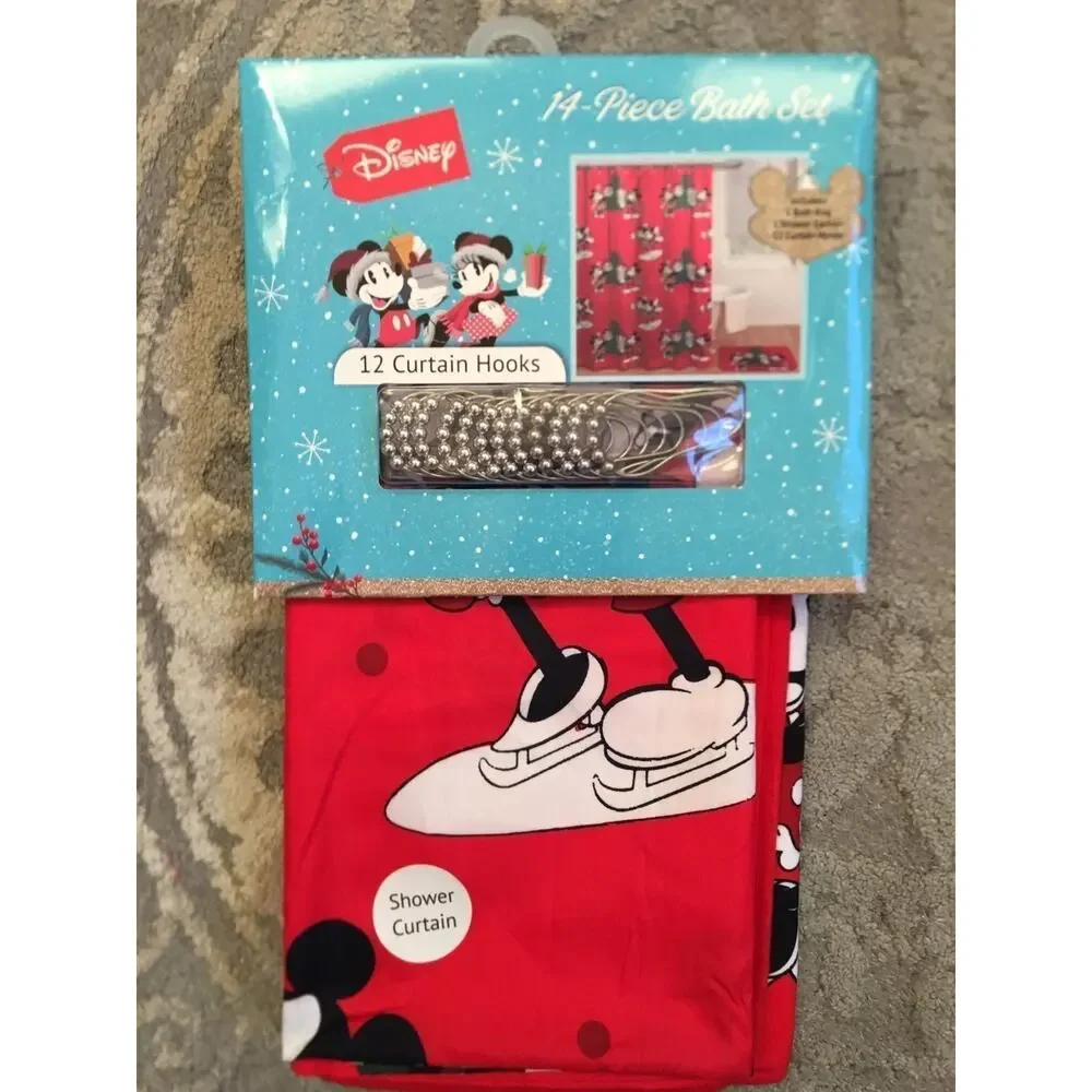Disney❤️Christmas 14 Pieces Curtain & Bath Rug Set